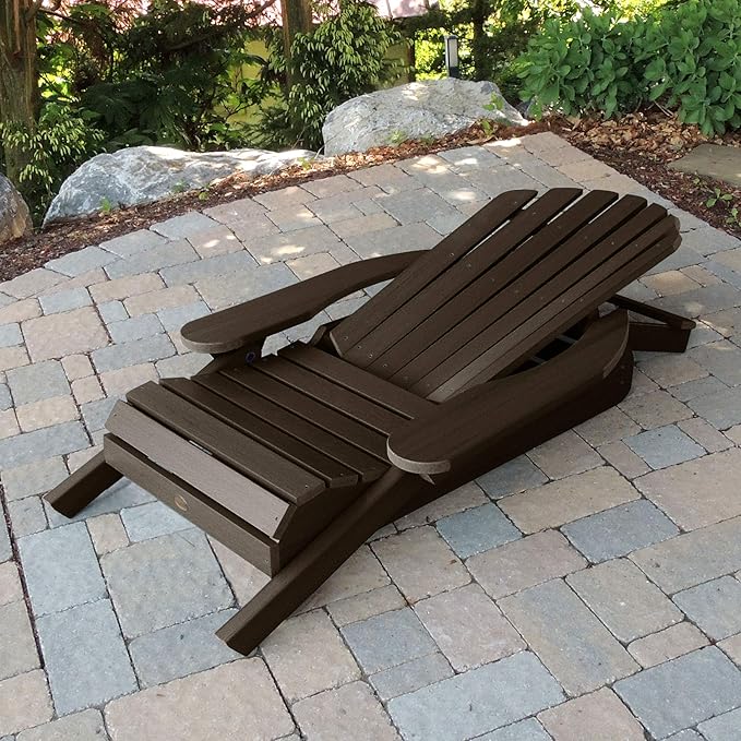 highwood Hamilton Made in the USA Folding and Reclining Adirondack Chair, Adult Size, Weathered Acorn
