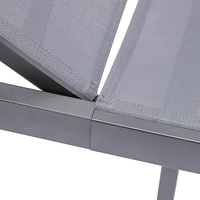 LeisureMod Marlin Aluminum Outdoor Chaise Lounge Chair (Set of 2) - Mesh Sling Fabric Seat Black Aluminum Frame Beach - Photo 8