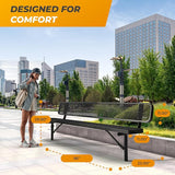 Heavy-Duty Outdoor Metal Bench, Thermoplastic-Coated, Inground, Weatherproof, Commercial-Grade for Parks, Gardens - Photo 2