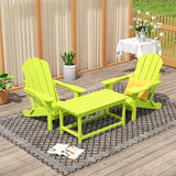 WO Home Furniture Adirondack Chairs Table Set of 3 PCS Outdoor Folding Chairs Coffee Table Weather/UV Resistant for Lawn - Photo 2