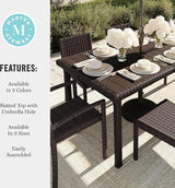 Martha Stewart Bedford 62" Indoor-Outdoor Patio Table with Faux Wood Top and Rattan Wicker Finish in Gray - Photo 8