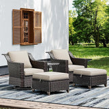 Joyside Wicker Patio Furniture Sets, 5 Pieces Upgraded Large Size Outdoor Furniture with Swivel Rocking Patio Chairs - Photo 1