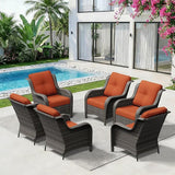 6 Piece Outdoor Wicker Patio Furniture Set, Patio Chairs Set with Thickened Olefin Cushions, High Back and Deep Seating - Photo 1
