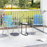 GYMAX Lawn Chair Folding, Webbed Beach Lounge Chairs Set with Highback - Photo 2