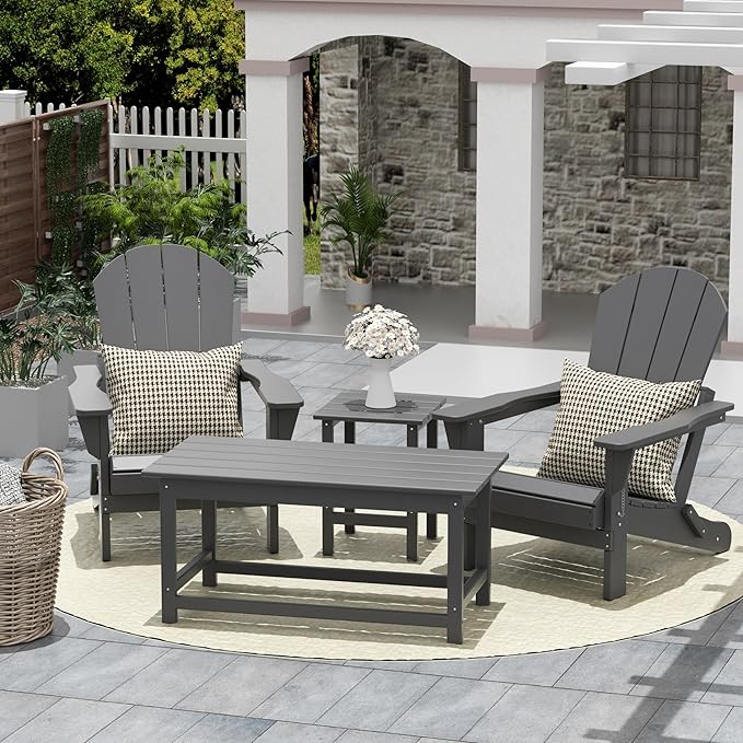 WO WESTIN OUTDOOR HDPE Laguna Outdoor Poly Adirondack Coffee Table, Gray