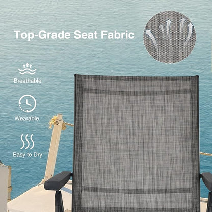 Giantex Set of 2 Patio Lounge Chair Foldable Chaise Lounger, Outdoor Sunbathing Chair W/ 5-Position Backrest, 2-Position Footrest, Portable Recliner for Yard, Lawn Tanning Pool Chairs (Grey)