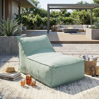 Christopher Knight Home Venny 48" L Outdoor Bean Bag Chair, Fabric Bean Bag Chair for Adults and Kids, Indoor/Outdoor Sun Lounger, Patio Lounge Chair, Comfy Outdoor Reading Chair, Mint