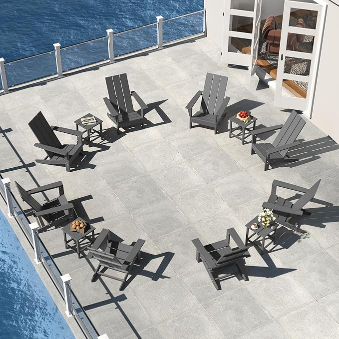 12 Pieces Adirondack Chair Set Outdoor Adirondack Chair Plastic HDPE All-Weather Adirondack Chairs Outdoor Fire Pit - Photo 1