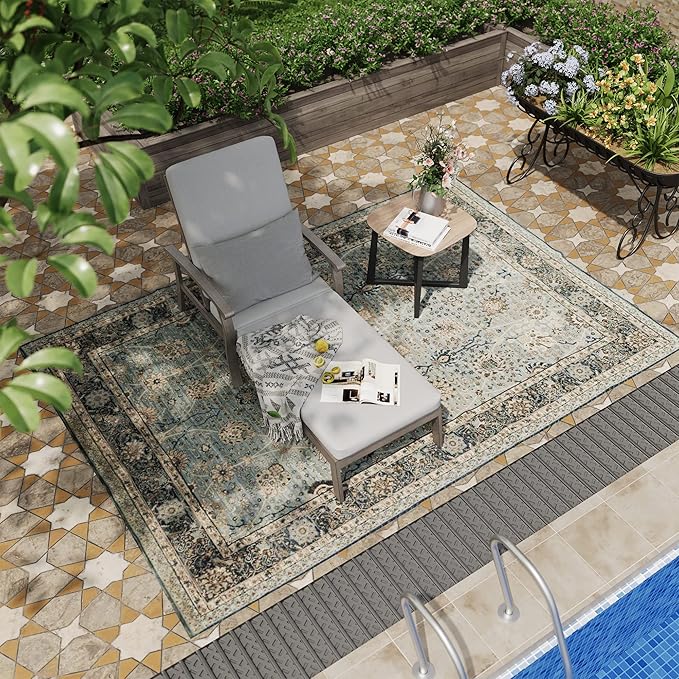HAPPATIO Aluminum Patio Chaise Lounge, Aluminum Patio Lounge Chair, Pool Lounge Chair with Cushion, Outdoor Chaise Lounge for Deck Poolside (Gray)