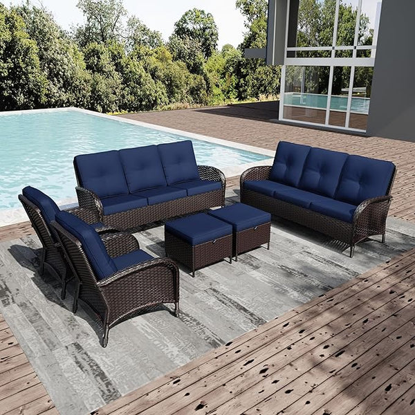 Joyside Wicker Patio Furniture Set, 6 Piece Outdoor Furniture Set with Thickened Cushions, High Back, Deep Seating - Photo 1