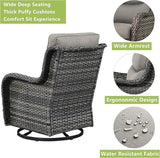 Rilyson Wicker Rocking Chair Swivel Chairs - 3 Piece Rocker Patio Furniture Set Rattan Rocking Bistro Sets with Glass - Photo 6