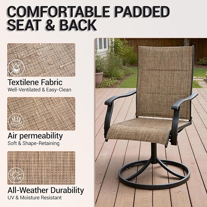 Patio Swivel Chairs Set of 2, Outdoor Dining Chairs High Back - Photo 5