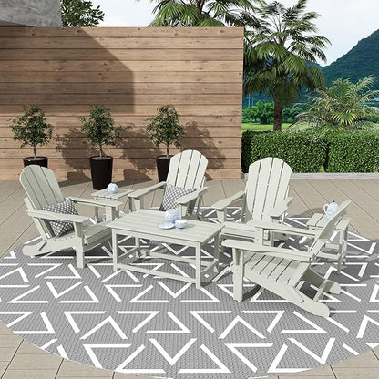 WestinTrends Malibu 3-Pieces Outdoor Table Set, Includes 1 Coffee Table and 2 Side Table, All Weather Poly Lumber Adirondack Patio Furniture Set, Sand