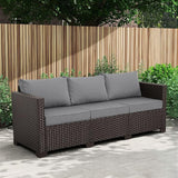 Valita Patio Furniture 3-seat Sofa Brown Wicker Outdoor Furniture Outdoor Couch Deep Seat High Backrest Waterproof - Photo 4