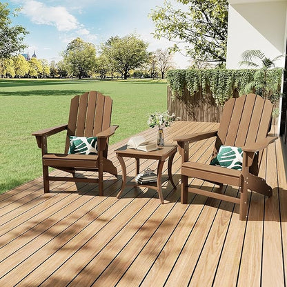 PeakPursuit HDPE Adirondack Chair for Patio, Wood Texture Lawn Chair, Outdoor Patio Furniture for Garden Backyard Deck