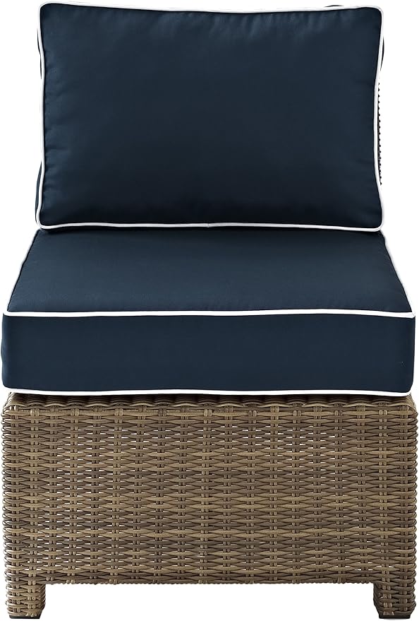 Crosley Furniture Bradenton Armless Outdoor Sectional Chair, Wicker Patio Chairs for Porch, Deck, Backyard - Photo 3