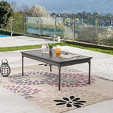 LOKATSE HOME Outdoor Rectangle Coffee Table for Backyard Deck Garden Porch, Brown - Photo 4
