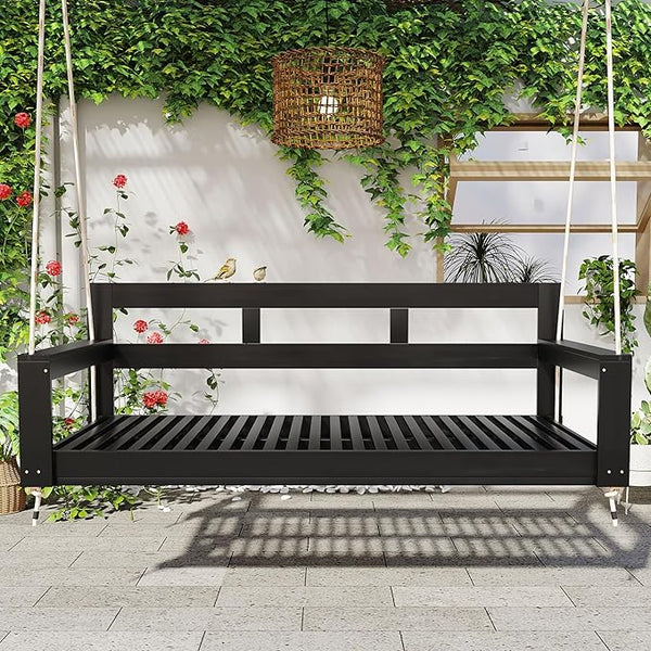 LUMISOL Twin Size Porch Swing Daybed Frame, Garden Porch Swing Bench Chair with 4 Hanging Ropes for Backyard Outdoor - Photo 1