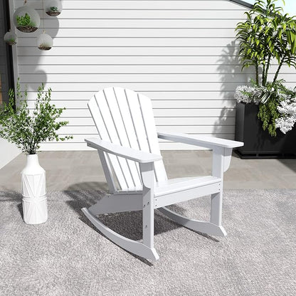 WestinTrends Dylan Outdoor Patio Poly Plastic Adirondack Rocking Chair, White