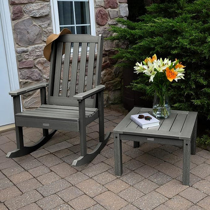 highwood AD-KITRKCH1-CGE Lehigh 2 Rocking Chairs with Adirondack Side Table, Coastal Teak