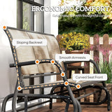 Outsunny 3-Person Patio Glider Bench, Outdoor Porch Glider Swing with 3 Seats, Breathable Mesh Fabric, Metal Frame - Photo 8
