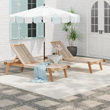 Christopher Knight Home Set of 2 Outdoor Patio Wood Adjustable Chaise Lounges with Rope Seating - Photo 2