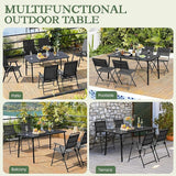 Yaheetech Outdoor Dining Table for 6 Person, Rectangular Slatted Metal Patio Table for Deck Garden Lawn Backyard Use - Photo 8