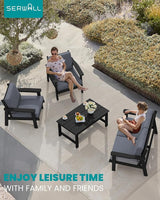 SERWALL HDPE Outdoor Furniture Set, 2 Piece All Weather Wood-Like Outdoor Sofa Sectional Couch - Photo 2