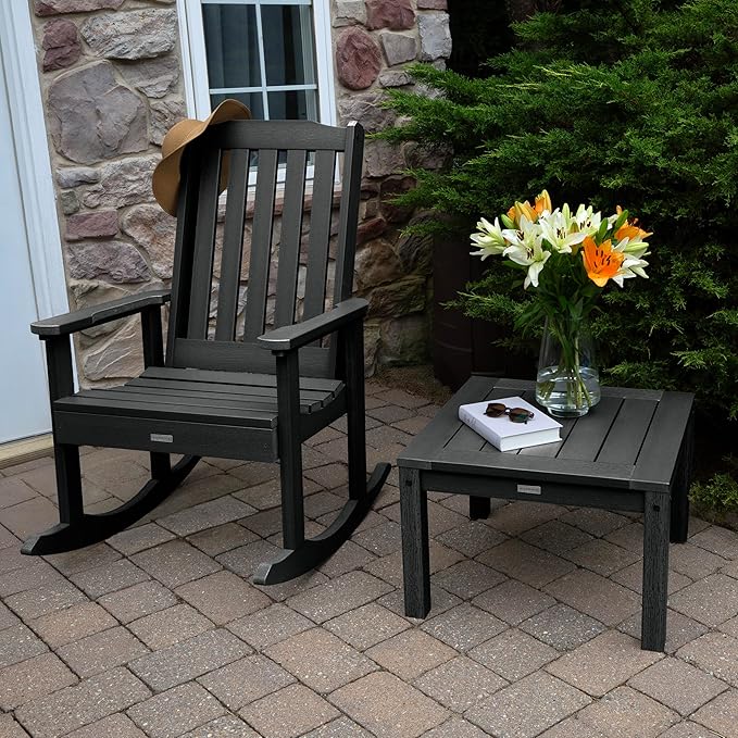 highwood AD-KITRKCH1-BKE Lehigh 2 Rocking Chairs with Adirondack Side Table, Black