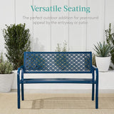 Best Choice Products Outdoor Bench 2-Person Metal Steel Benches Furniture for Garden, Patio, Porch - Photo 6