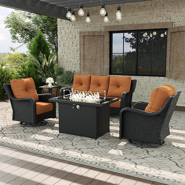 5 Piece Patio Furniture Set with Fire Pit Table - Photo 1