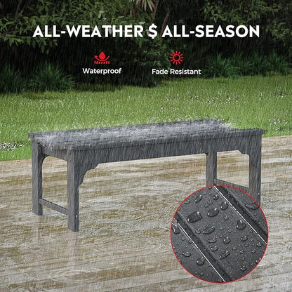 Costaelm Outdoor Benches Weatherproof, All Weather Resistant Park Bench Poly Lumber Backless Garden Bench Seat for Entryway Front Porch, Gray
