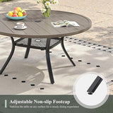 47.2" Patio Dining Table for 6, Round Outdoor Metal Dining Table with Umbrella Hole for Lawn Garden Backyard, Grey - Photo 6