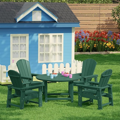 Costaelm Kids Lawn Chair, Toddler Outdoor Chair Kids Patio Furniture and Outdoor Children Picnic Activity Modern Adirondack Chairs for Garden, Patio, Backyard & Beach, Dark Green