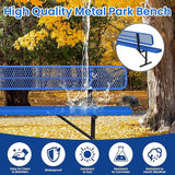 8FT Heavy Duty Park Bench with Back Portable Frame, Outdoor Steel Bench with Backrest - Photo 5