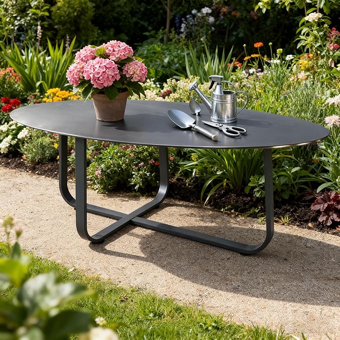 All-Weather Aluminum Outdoor Coffee Table | Modern & Durable Patio Furniture | Perfect for Balcony, Garden, and Poolside | Black (44.9 x 27.6 x 16.5 in)