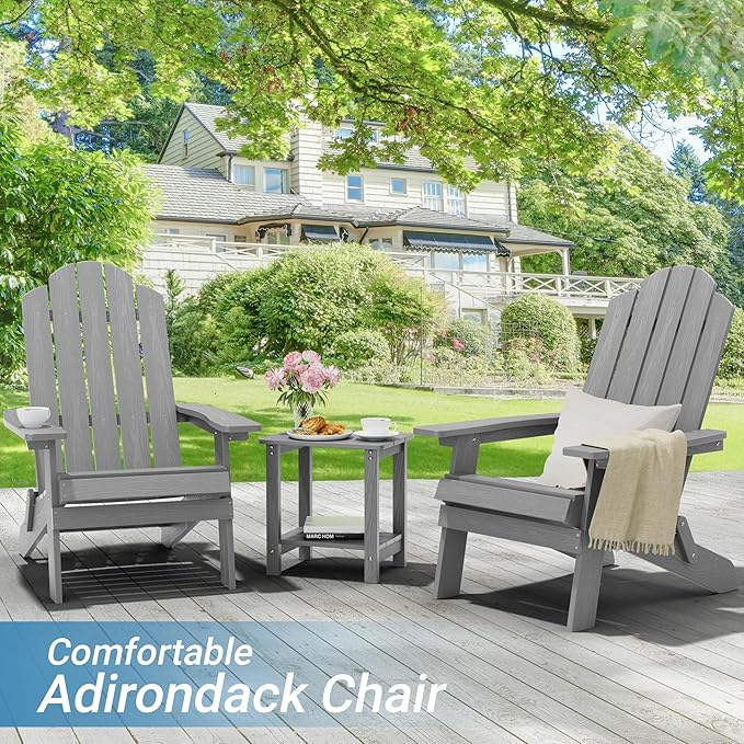 MXIMU Folding Adirondack Chair for Outdoor: Easy Assembly Adirondack Chairs Set of 6 - Composite Plastic Fire Pit Chairs - All Weather Plastic Chair for Outside Patio Lawn Garden Backyard Use