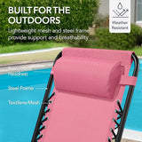 Best Choice Products Outdoor Folding Rocking Chair, Zero Gravity Lounge Chair, Patio Rocker w/Headrest Pillow - Pink - Photo 7
