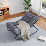 GarveeLife 2 PCS Indoor/Outdoor Rocking Papasan Chairs, Patio Rocking Chairs with Comfy Cushions, Sturdy Metal Frame - Photo 7