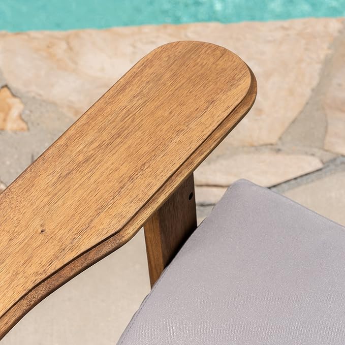 Christopher Knight Home 304695 Amenda Outdoor Acacia Wood Folding Adirondack Chairs with Cushions (Set of 4), Natural and Gray