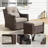 CHITA 5 Pieces Swivel Wicker Patio Furniture Set, Outdoor Conversation Set with 2 Pieces Rattan Rocking Swivel Chairs - Photo 2