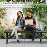 SlickBlue Outdoor Metal Bench 54 in Slatted Seat Heavy-Duty X Legs Patio Garden - Photo 4