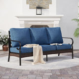 Metal Patio Furniture Sofa with 5.75" Extra Thick Cushion - Photo 1