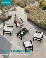 SERWALL Outdoor Patio Furniture Set, 5 Piece HDPE Patio Conversation Sets - Photo 9