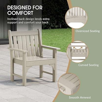 WestinTrends Malibu Outdoor Patio HDPE Adirondack Dining Arm Chair, Sand