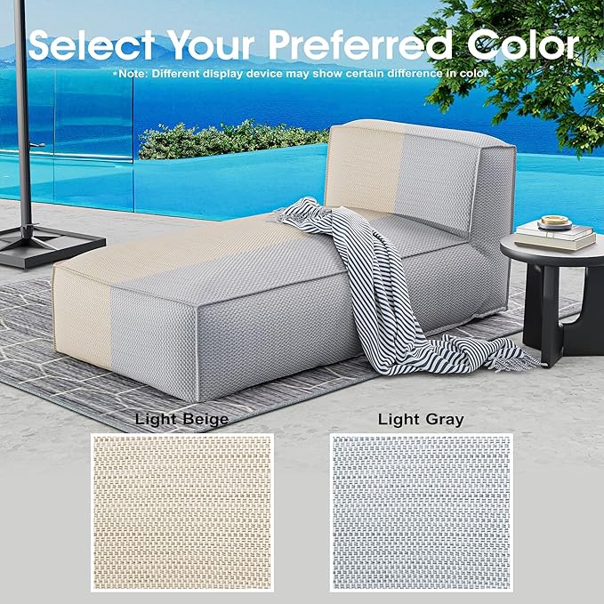 Dineli Chaise Lounge Outdoor Bed Lounger Outdoor Couch Sofa for Pool Comfy Patio Chaise Lounge Foam Filling Bean Bed - Photo 6