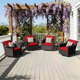 6 Pieces Patio Conversation Furniture Set - 4 Swivel Chairs, 2 Side Tables - Photo 5