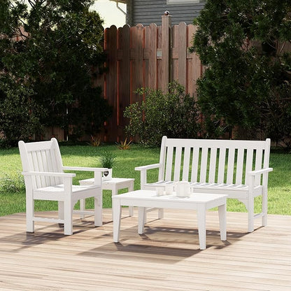 Costaelm Outdoor Dining Chairs with Arms Set of 2, Patio HDPE Garden Dining Table Chair, Poly Lumber Waterproof Restaurant Bistro Farmhouse Chairs for Outside Porch Backyard, White