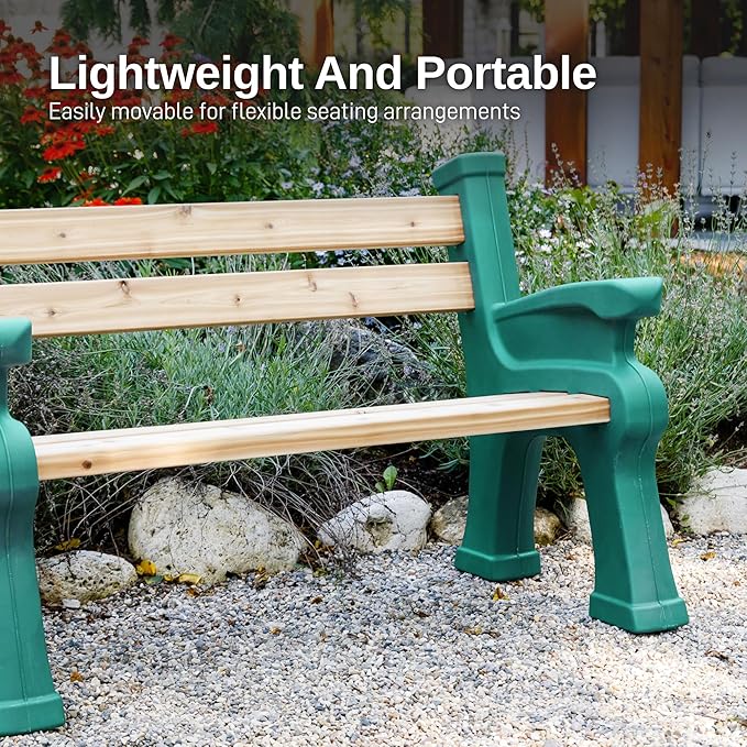 RTS Home Accents Custom Length Lightweight Indoor or Outdoor Bench Ends with Backrest and Armrest - Photo 7