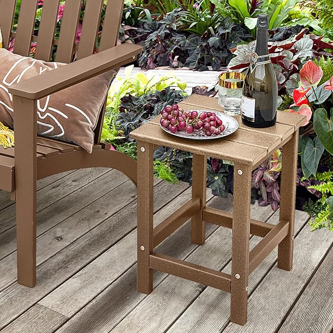 Tangkula Square Outdoor Side Table, Weather Resistant HDPE Adirondack Table - Photo 2